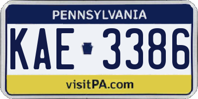 PA license plate KAE3386