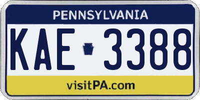 PA license plate KAE3388