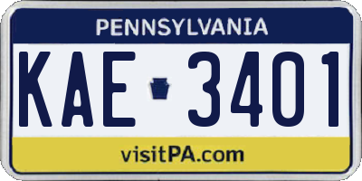PA license plate KAE3401