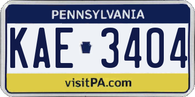 PA license plate KAE3404
