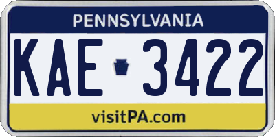 PA license plate KAE3422