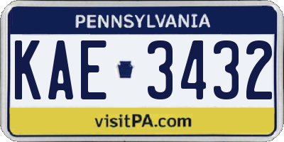 PA license plate KAE3432