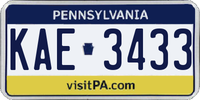 PA license plate KAE3433
