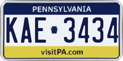 PA license plate KAE3434