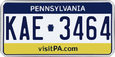 PA license plate KAE3464
