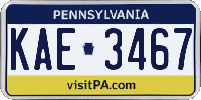 PA license plate KAE3467