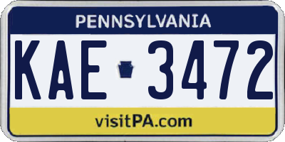 PA license plate KAE3472