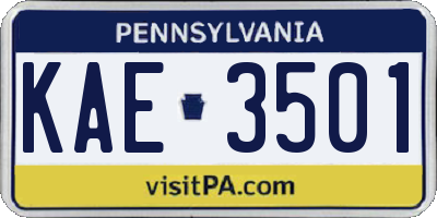 PA license plate KAE3501