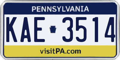 PA license plate KAE3514