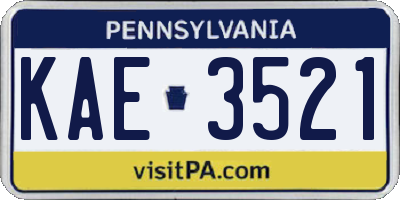 PA license plate KAE3521