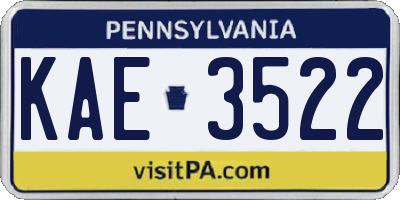 PA license plate KAE3522