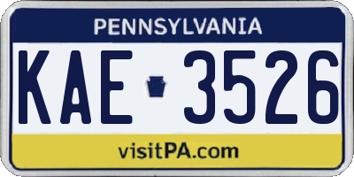 PA license plate KAE3526