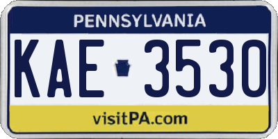 PA license plate KAE3530