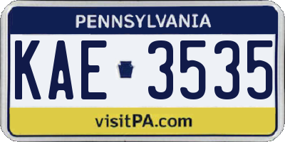 PA license plate KAE3535