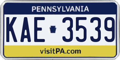 PA license plate KAE3539