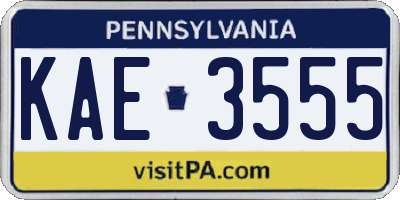 PA license plate KAE3555