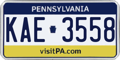 PA license plate KAE3558