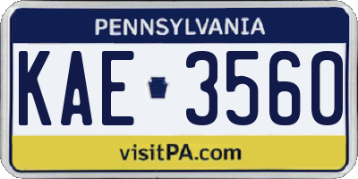 PA license plate KAE3560