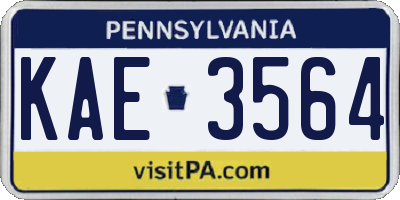 PA license plate KAE3564