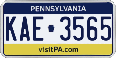 PA license plate KAE3565