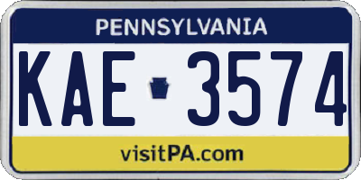 PA license plate KAE3574