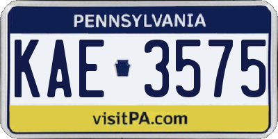 PA license plate KAE3575