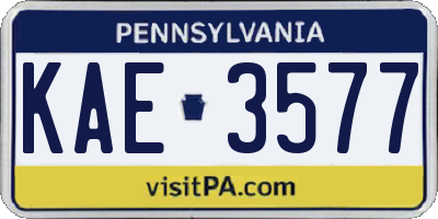 PA license plate KAE3577