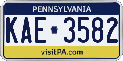 PA license plate KAE3582