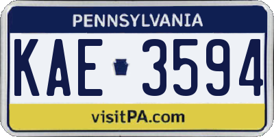 PA license plate KAE3594