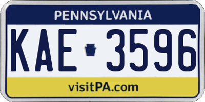 PA license plate KAE3596