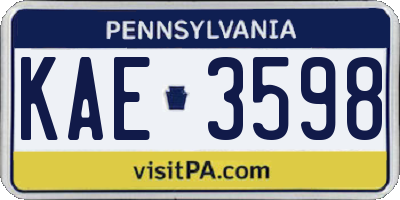 PA license plate KAE3598