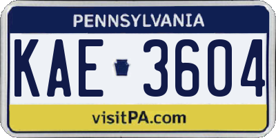 PA license plate KAE3604