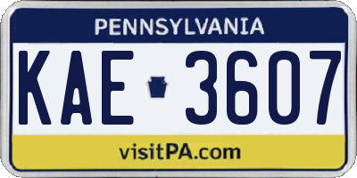 PA license plate KAE3607