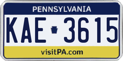 PA license plate KAE3615