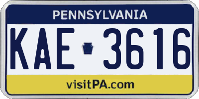 PA license plate KAE3616