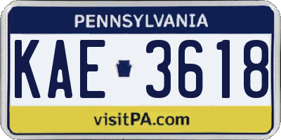 PA license plate KAE3618