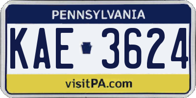 PA license plate KAE3624