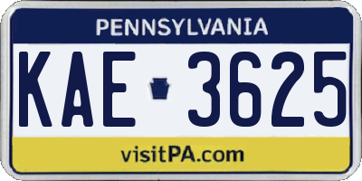 PA license plate KAE3625