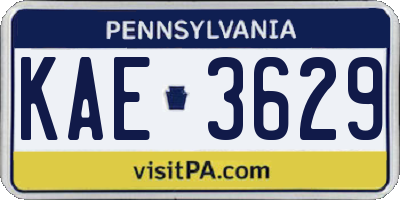 PA license plate KAE3629