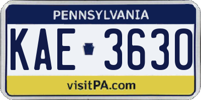 PA license plate KAE3630