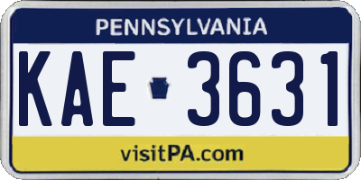 PA license plate KAE3631