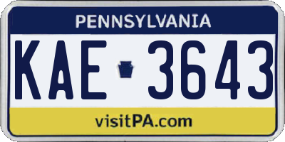 PA license plate KAE3643