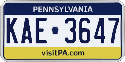 PA license plate KAE3647