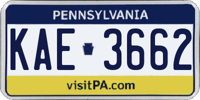 PA license plate KAE3662