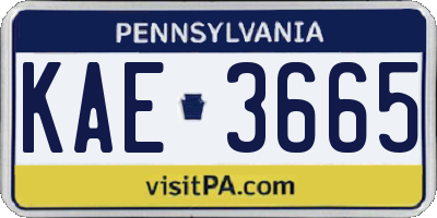 PA license plate KAE3665