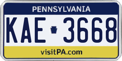 PA license plate KAE3668