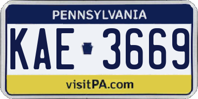 PA license plate KAE3669