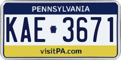 PA license plate KAE3671
