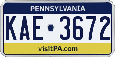 PA license plate KAE3672