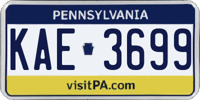 PA license plate KAE3699